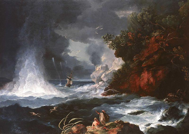 William Hodges A View of Cape Stephens in Cook's Straits with Waterspout, 1776 oil painting picture